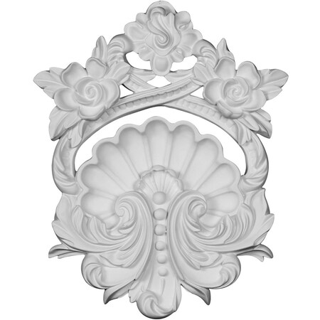 Ekena Millwork 8"W x 9 7/8"H x 1 1/4"P Pesaro Shell Center Onlay ONL08X09X01PE